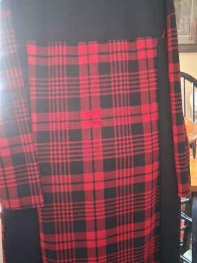 SHEIN Red and Black Plaid Long Sleeve Dress